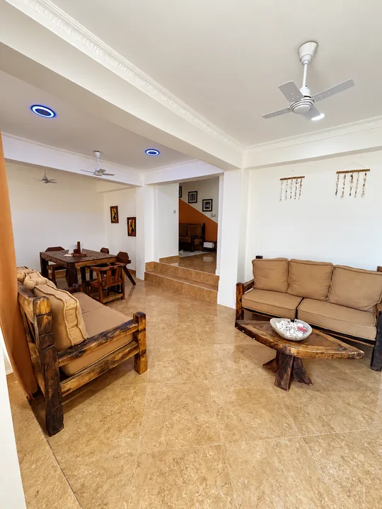 Interior sitting area with wooden furniture